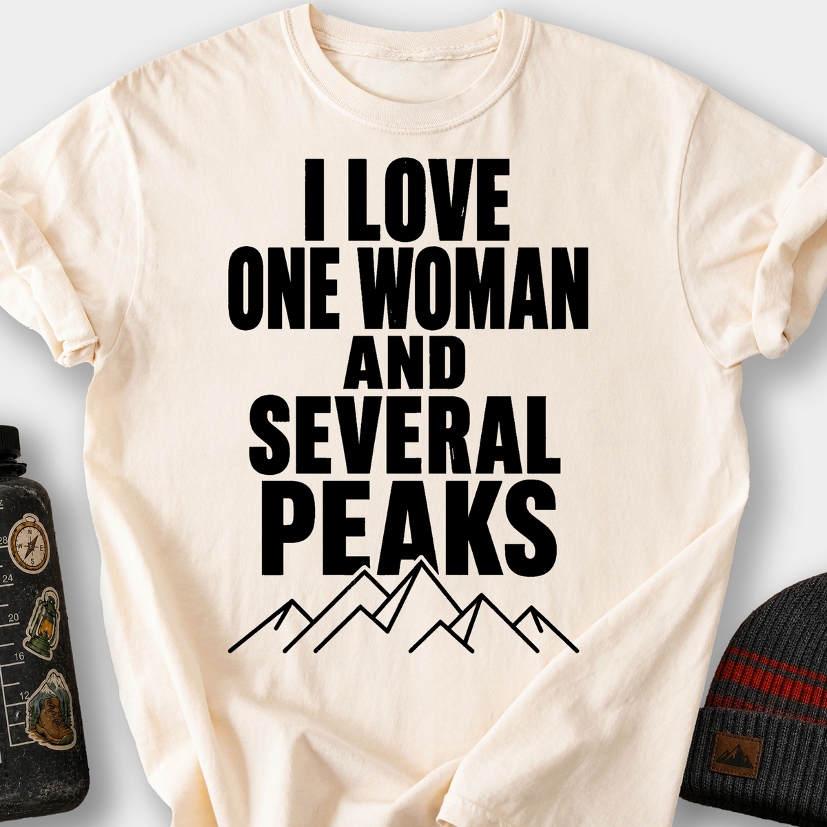 I Love One Woman and Several Peaks T-Shirt — Ivory