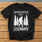 Introverted But Legendary (Linocut) T-Shirt — Black