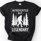 Introverted But Legendary (Linocut) T-Shirt — Black