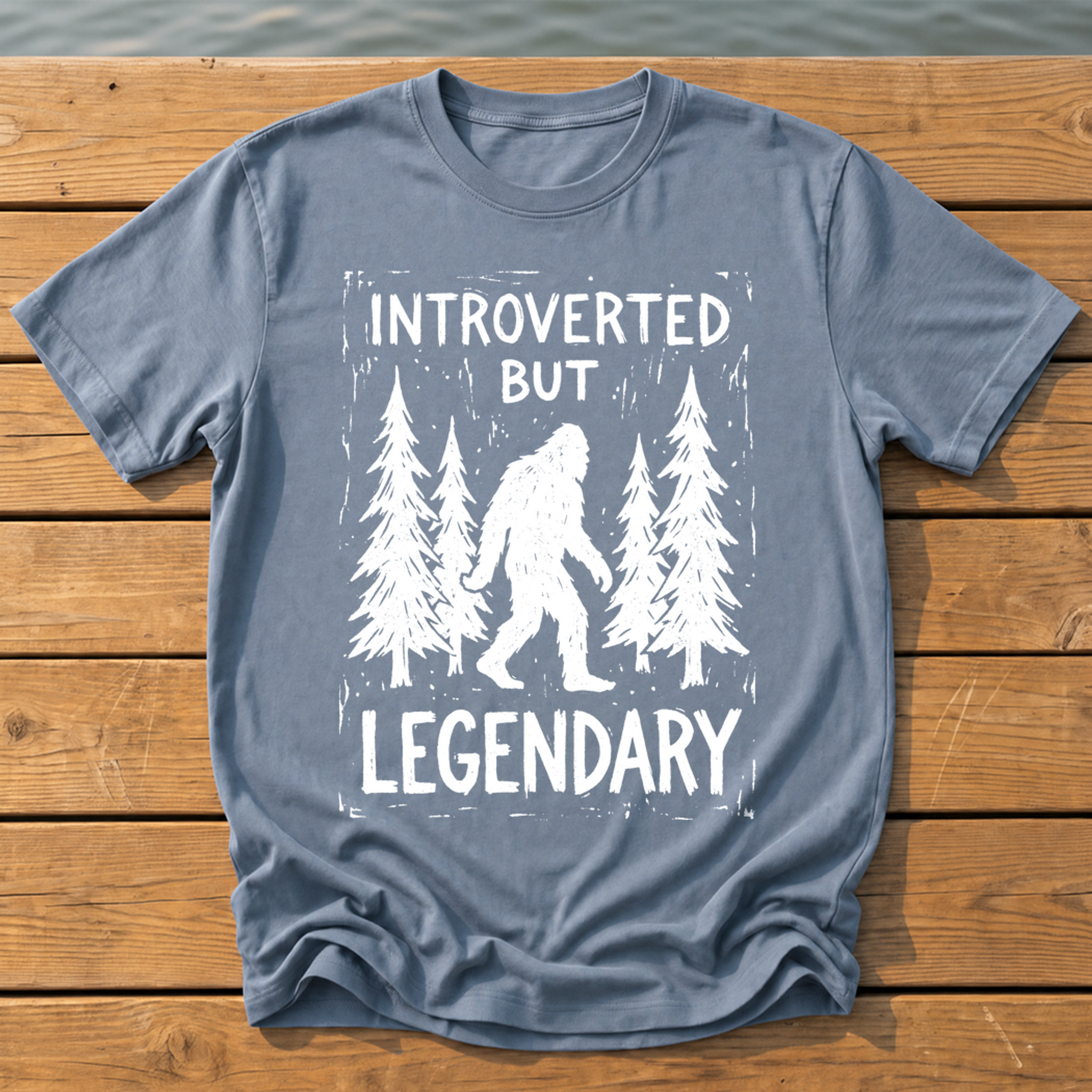 Introverted But Legendary (Linocut) T-Shirt — Blue Jean