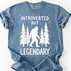 Introverted But Legendary (Linocut) T-Shirt — Blue Jean