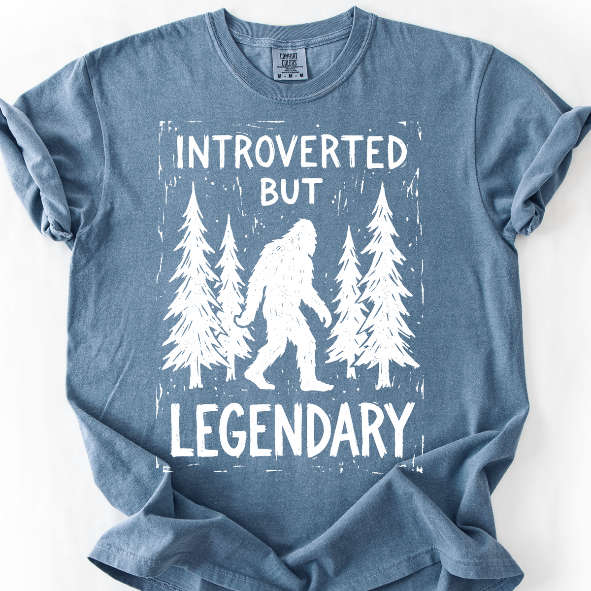 Introverted But Legendary (Linocut) T-Shirt — Blue Jean