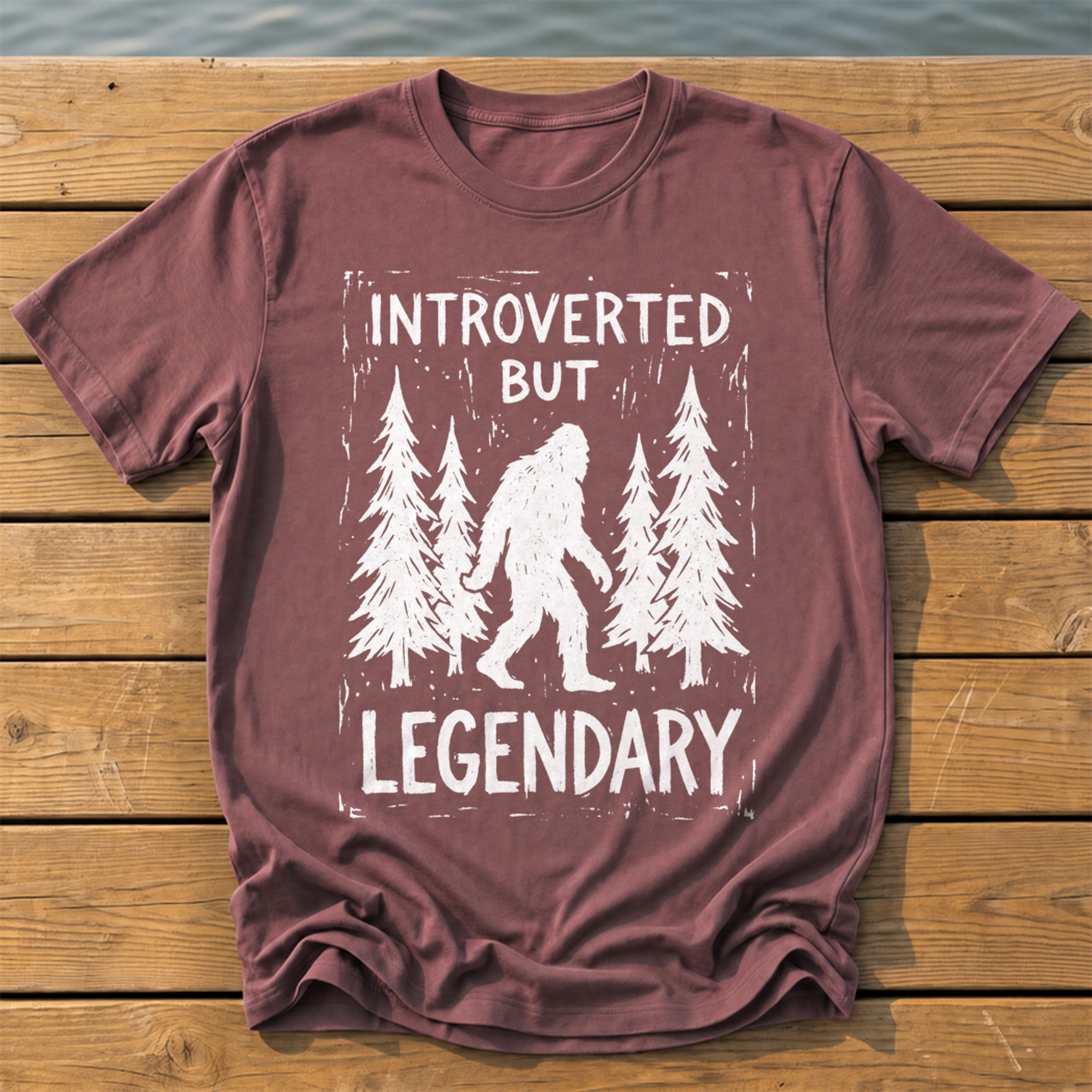 Introverted But Legendary (Linocut) T-Shirt — Brick