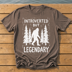 Introverted But Legendary (Linocut) T-Shirt — Espresso