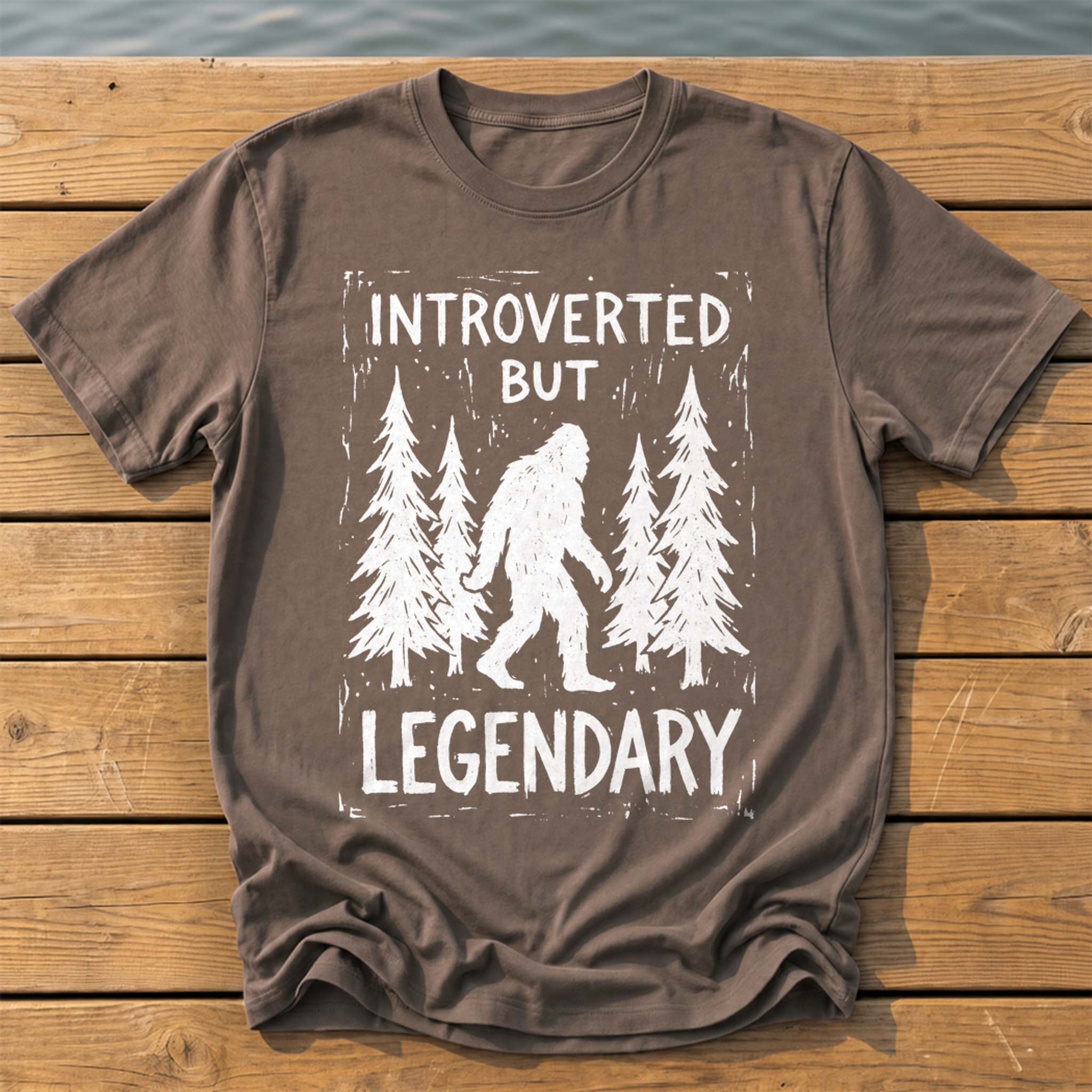 Introverted But Legendary (Linocut) T-Shirt — Espresso