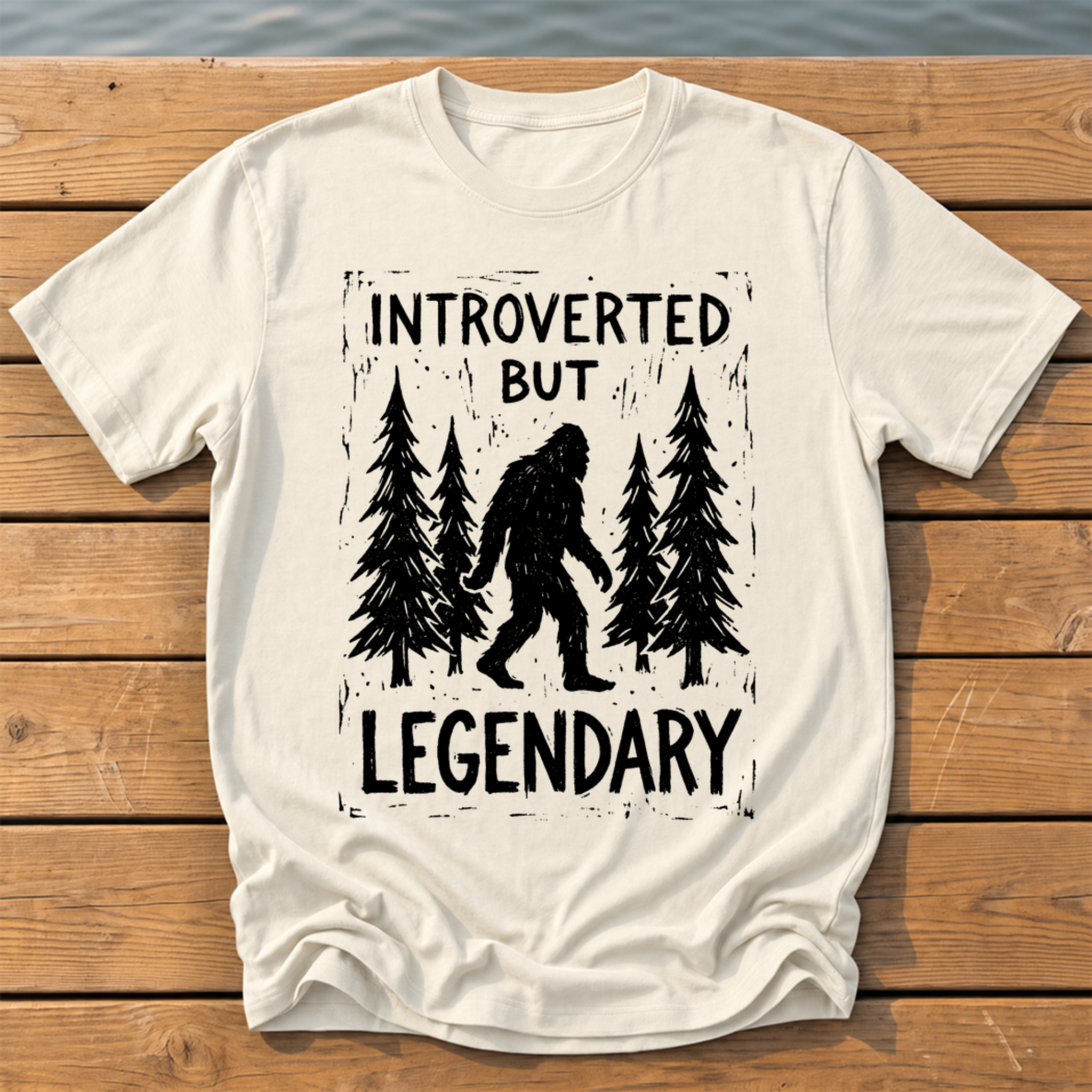 Introverted But Legendary (Linocut) T-Shirt — Ivory