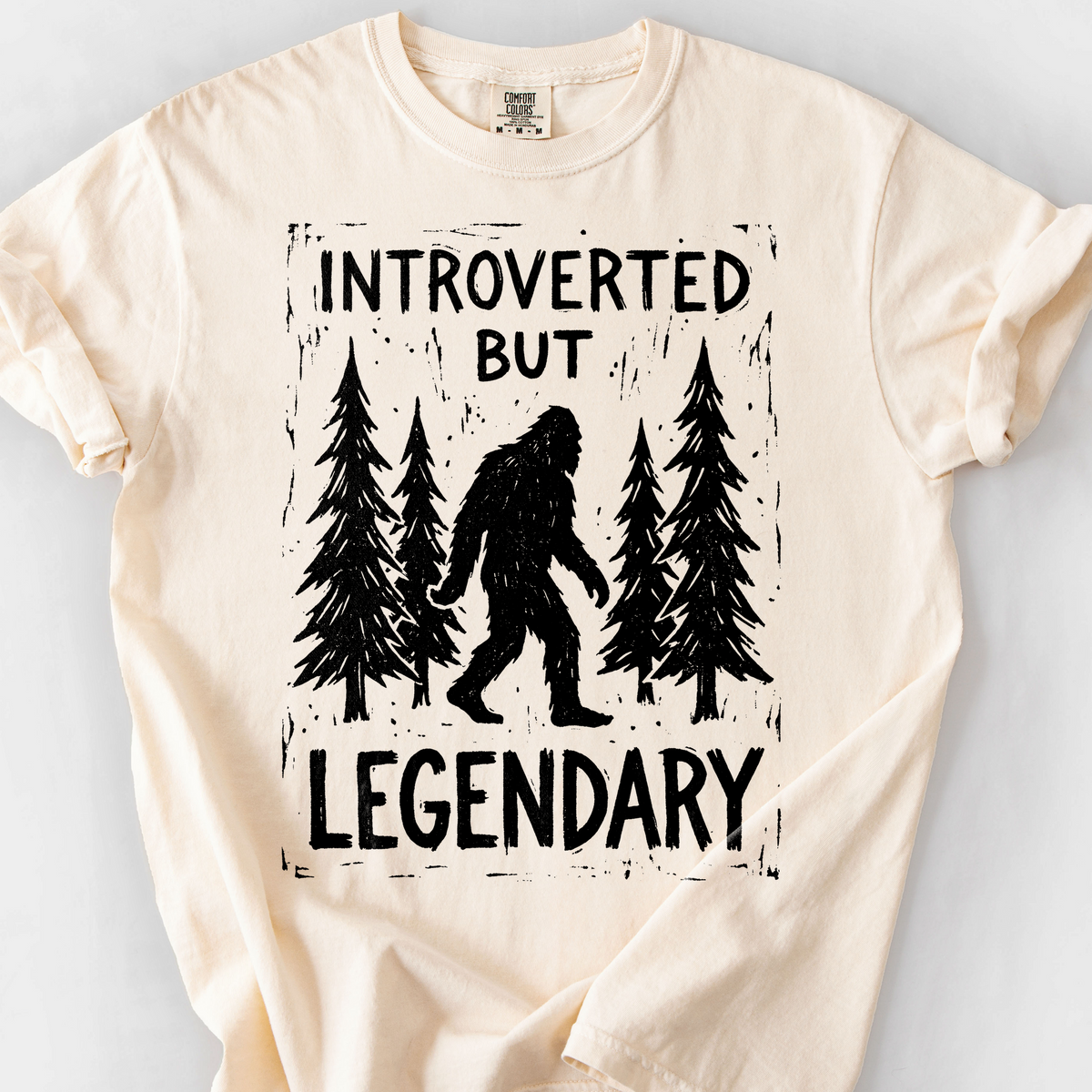 Introverted But Legendary (Linocut) T-Shirt — Ivory