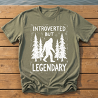 Introverted But Legendary (Linocut) T-Shirt — Moss