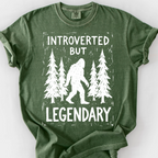 Introverted But Legendary (Linocut) T-Shirt — Moss