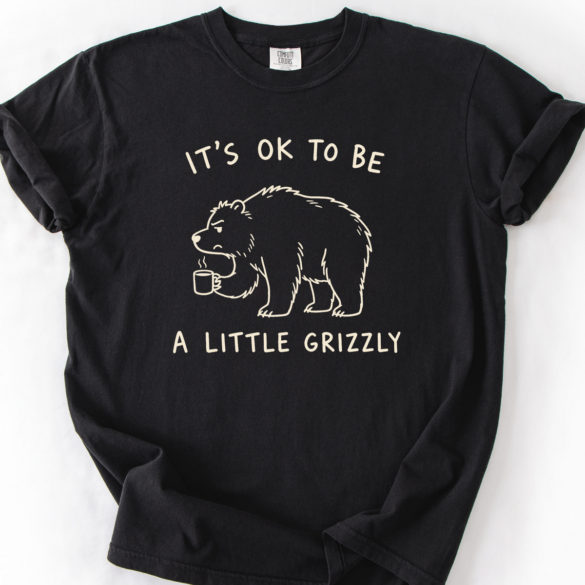 Its Ok To Be A Little Grizzly T-Shirt — Black