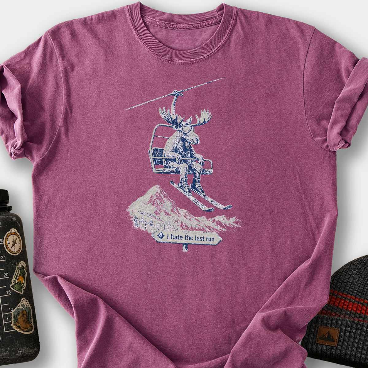 Last Run Moose T-Shirt — Berry
