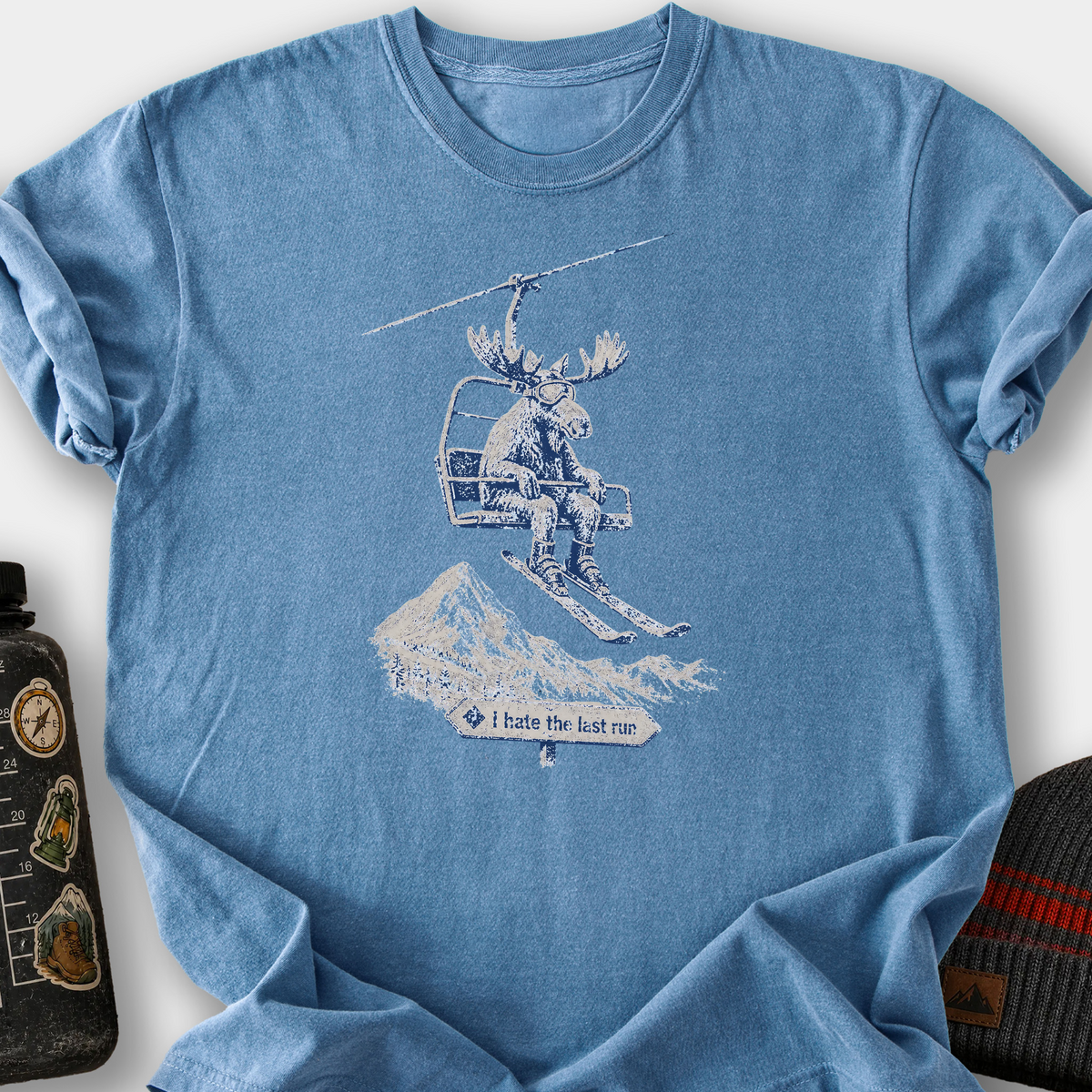 Last Run Moose T-Shirt — Blue Jean