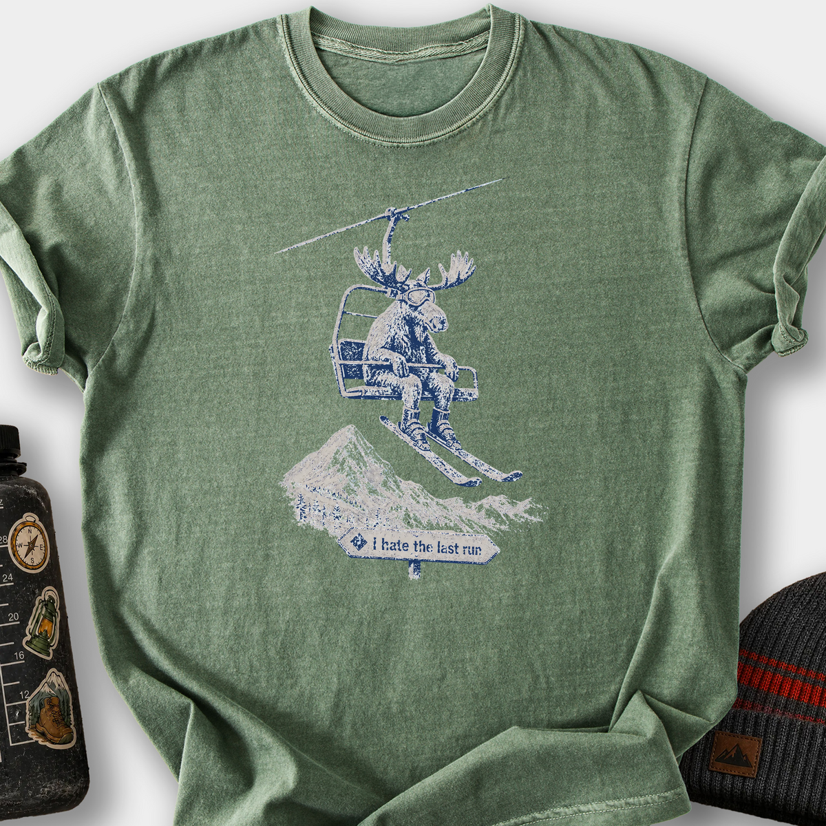 Last Run Moose T-Shirt — Moss