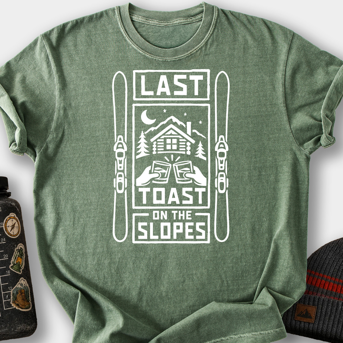Last Toast on the Slopes T-Shirt — Moss
