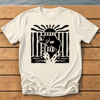 leaping bass striped bold folk cutout na T-Shirt — Ivory