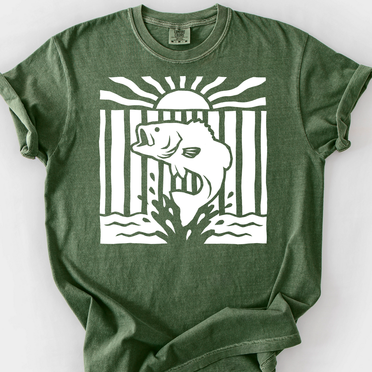 Leaping Bass T-Shirt — Moss