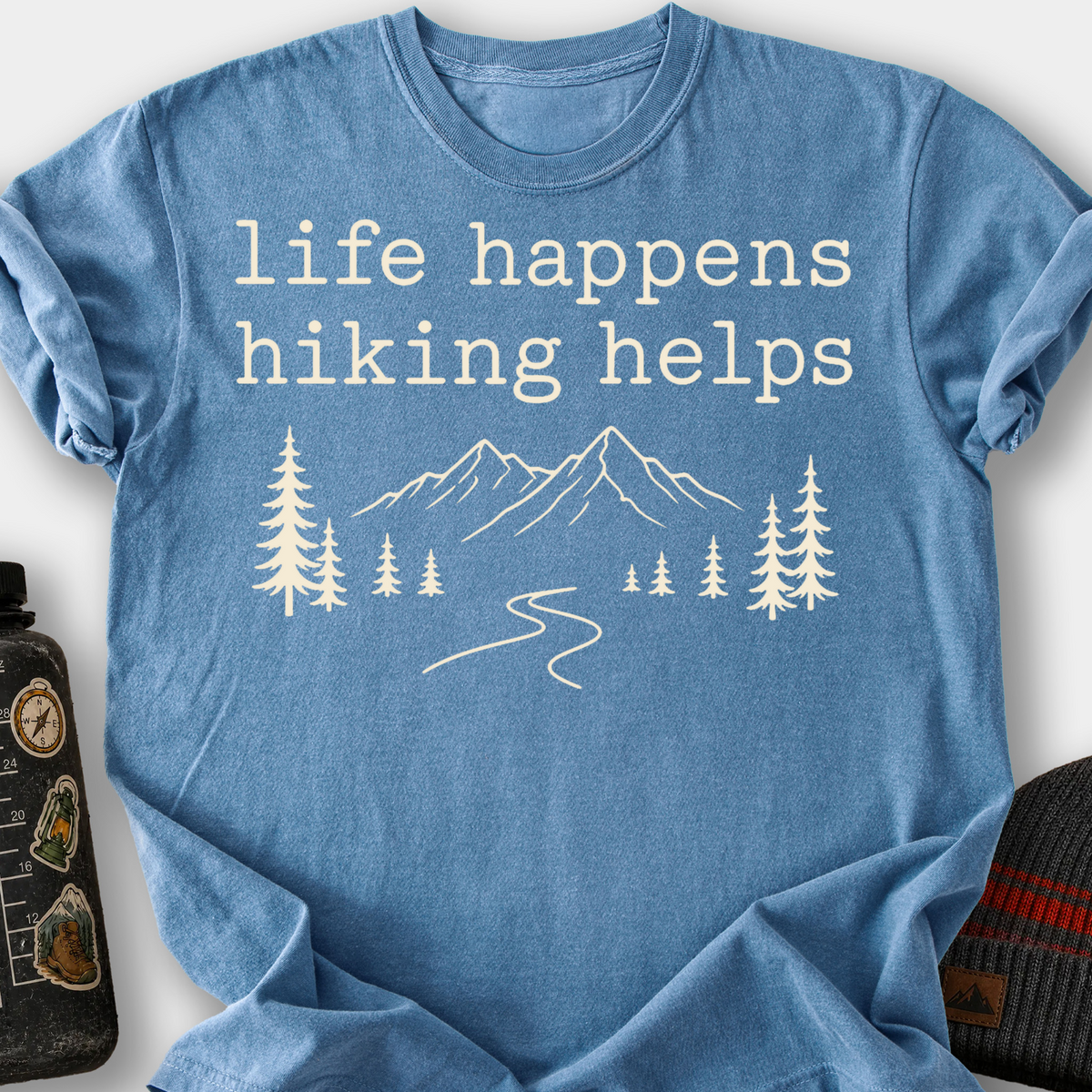 Life Happens, Hiking Helps T-Shirt — Blue Jean