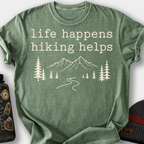 Life Happens, Hiking Helps T-Shirt — Moss