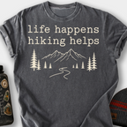 Life Happens, Hiking Helps T-Shirt — Pepper
