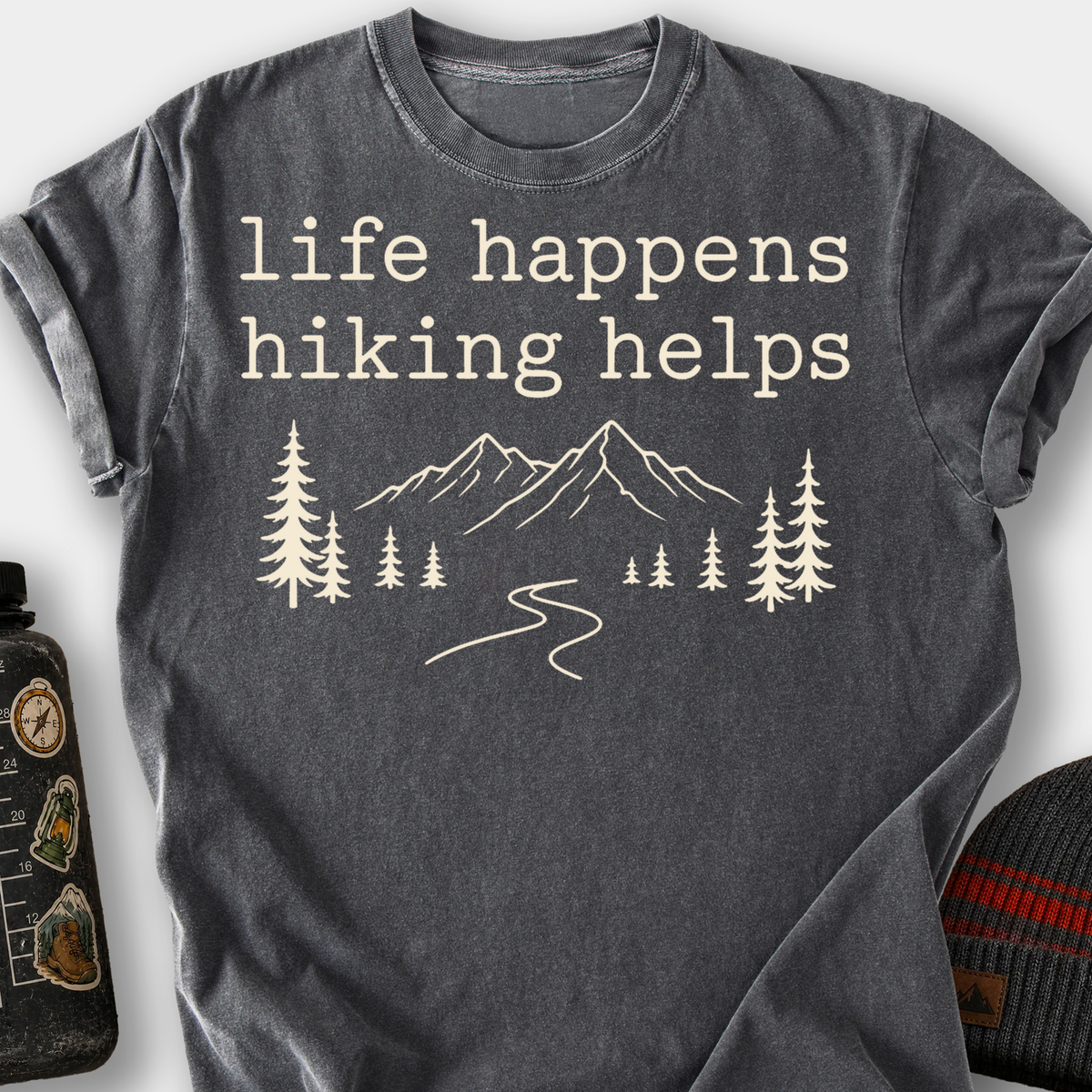 Life Happens, Hiking Helps T-Shirt — Pepper