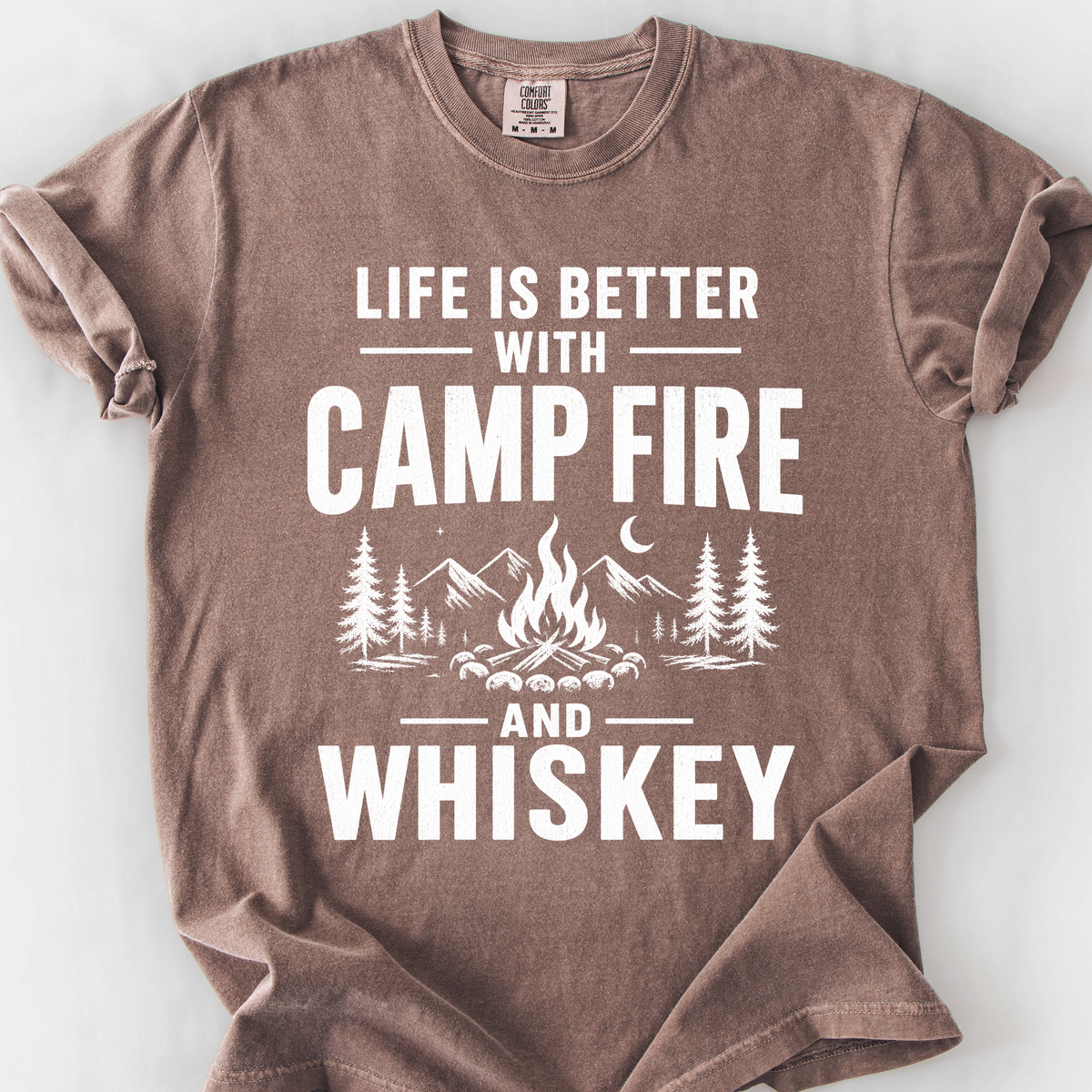 Life Is Better with Campfire and Whiskey T-Shirt — Espresso