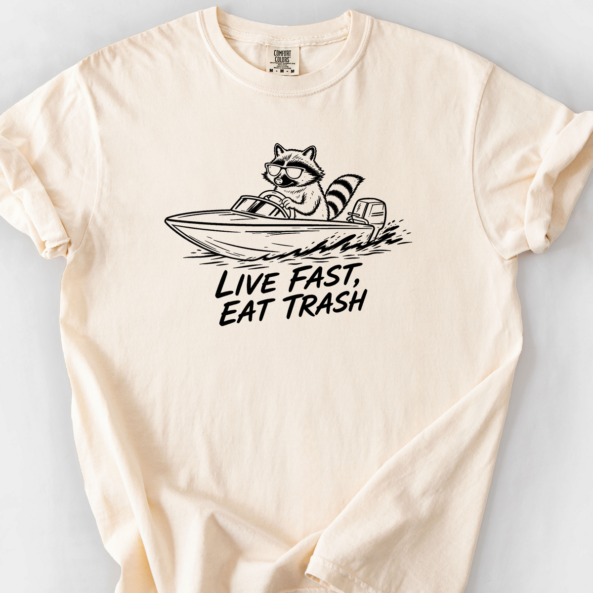 Live Fast Eat Trash T-Shirt — Ivory