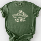 Live Fast Eat Trash T-Shirt — Moss