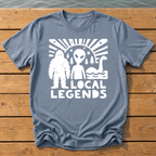 local legends cryptids_bold folk cutout_nano banana pro 0 T-Shirt — Blue Jean