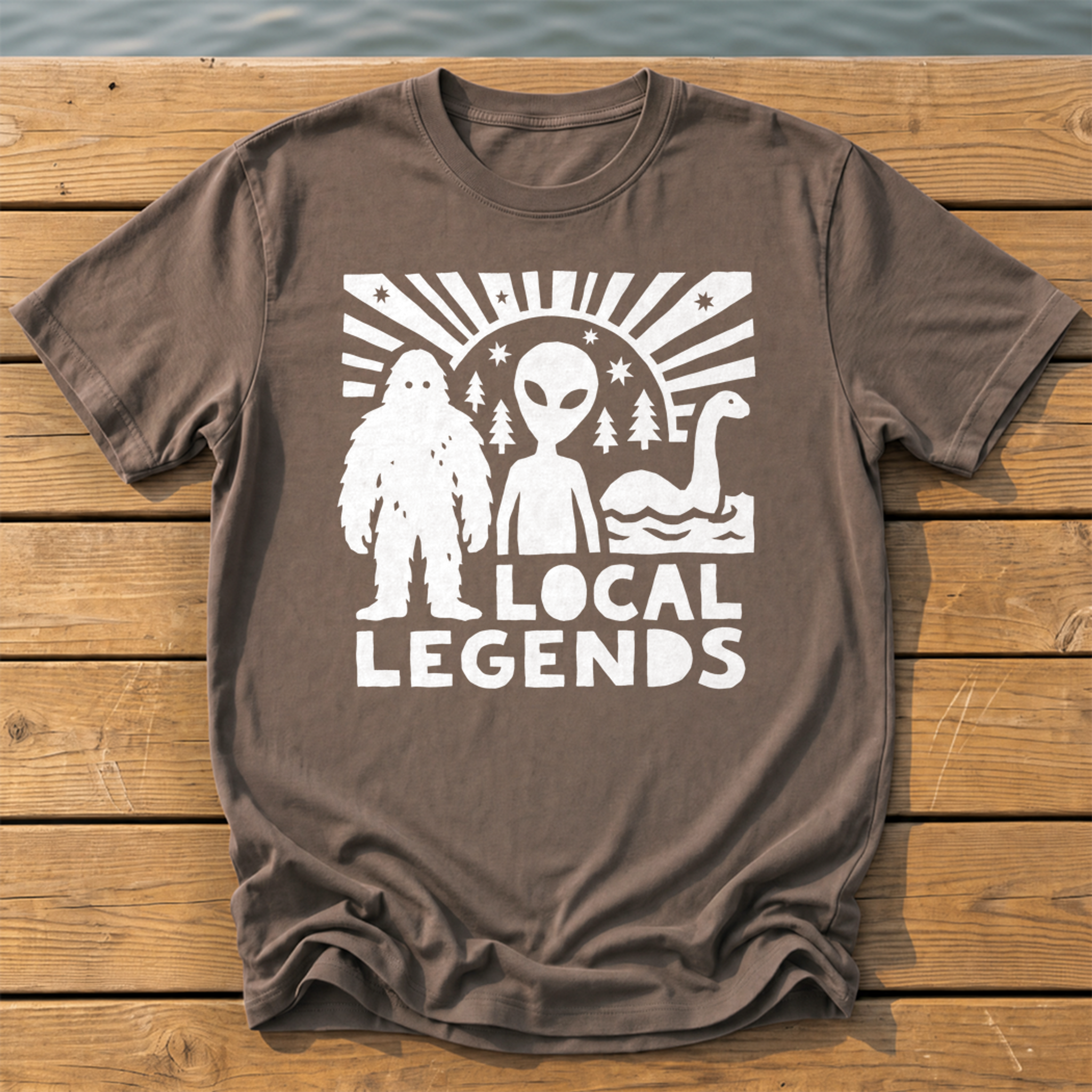 local legends cryptids_bold folk cutout_nano banana pro 0 T-Shirt — Espresso