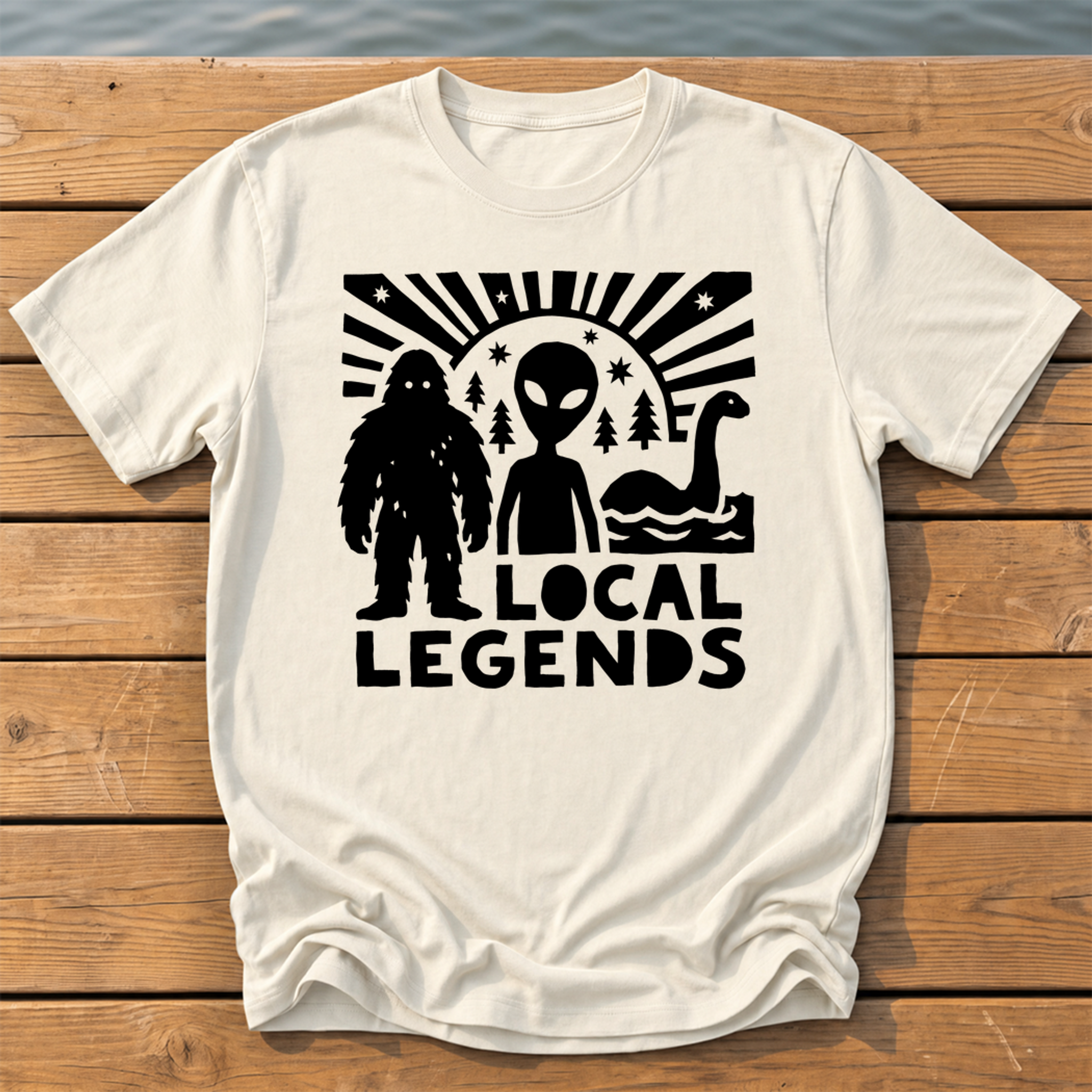 local legends cryptids_bold folk cutout_nano banana pro 0 T-Shirt — Ivory