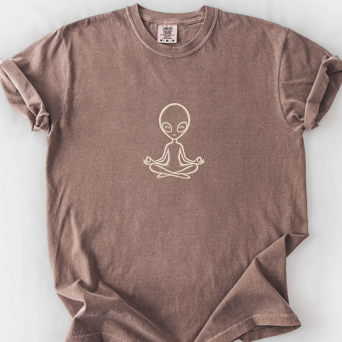 Meditating Alien T-Shirt — Espresso