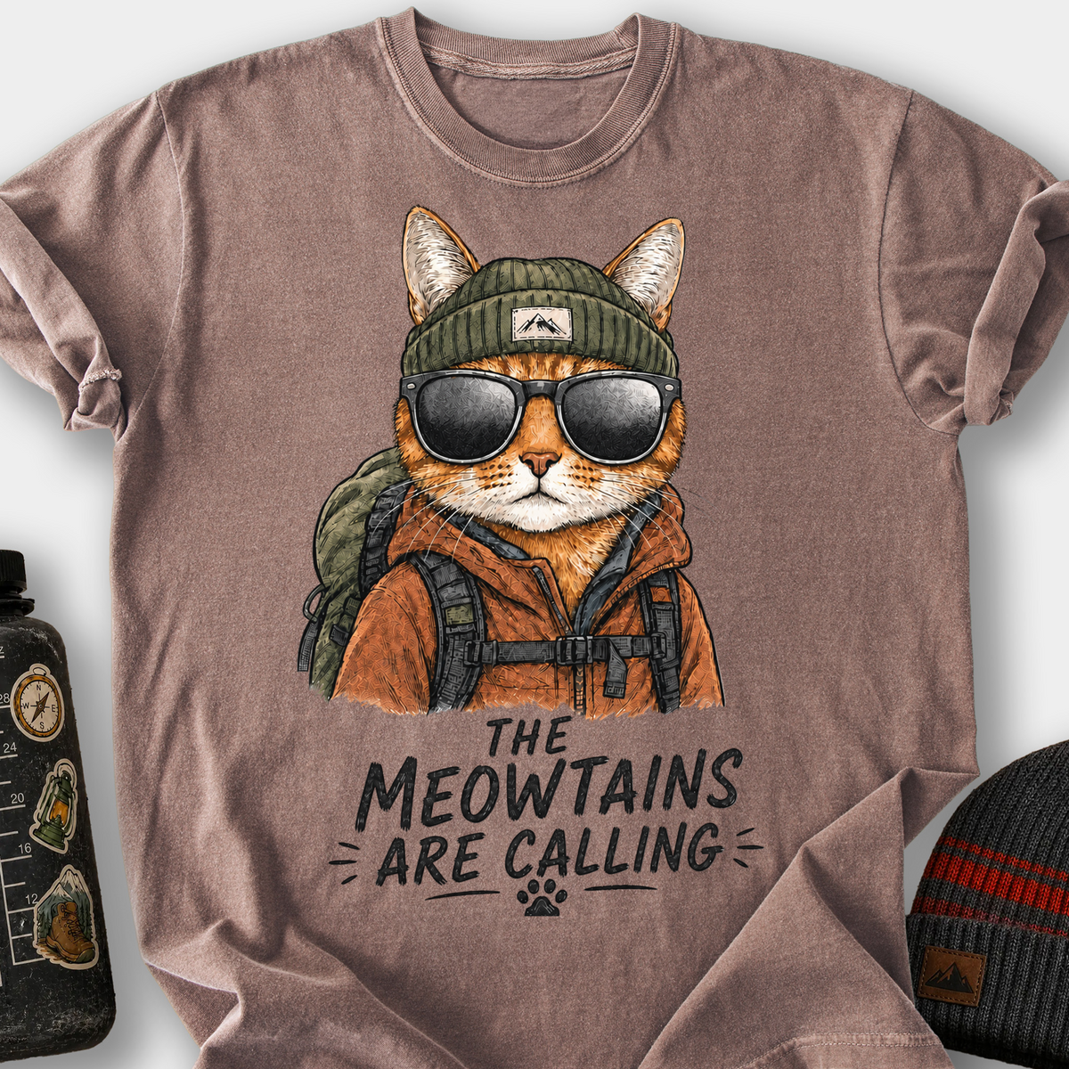 Meowtains Are Calling T-Shirt — Espresso