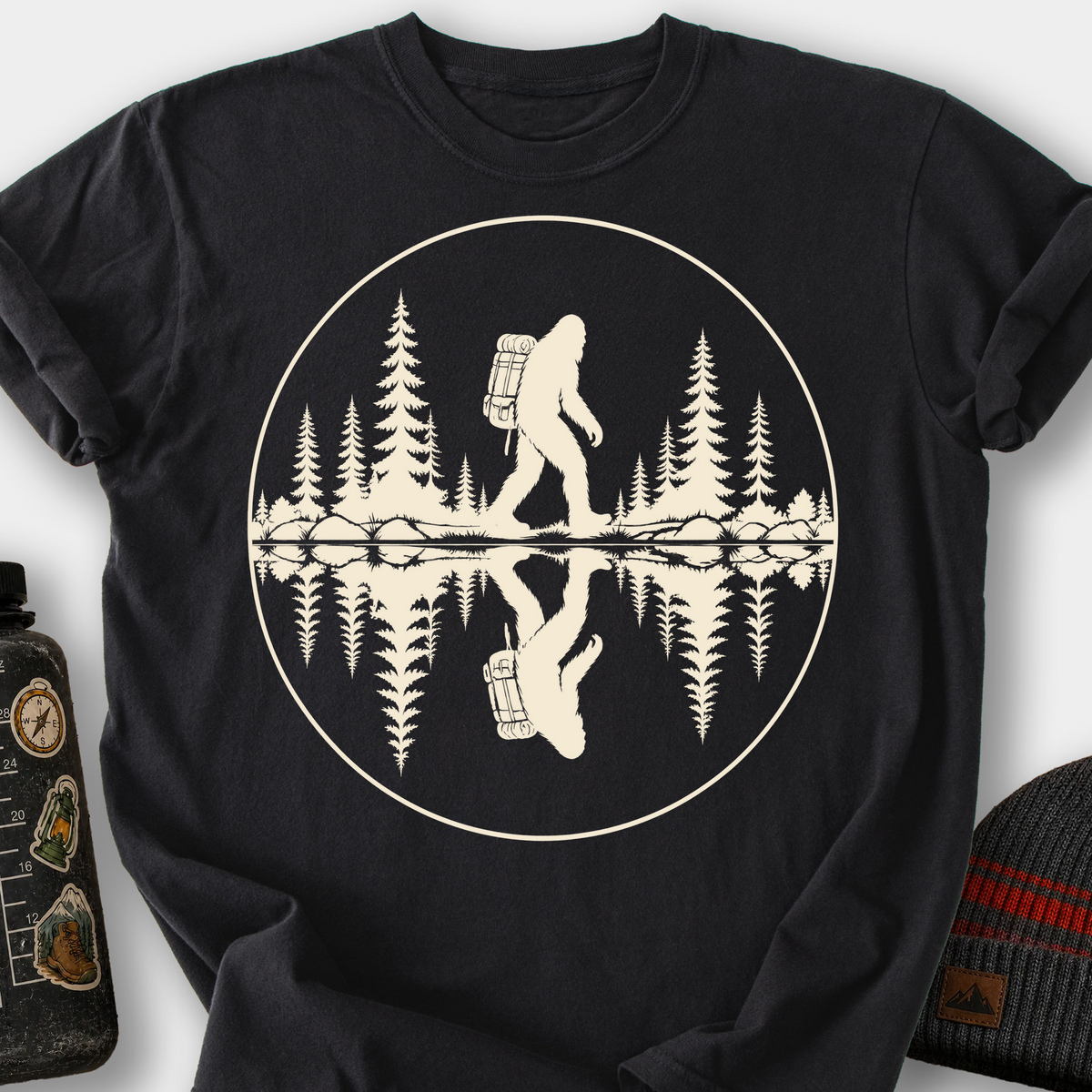 Sasquatch Lake Reflection T-Shirt — Black