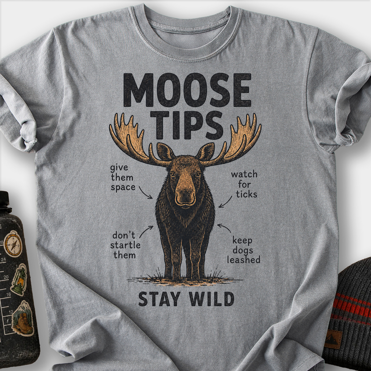 Moose Tips T-Shirt — Grey