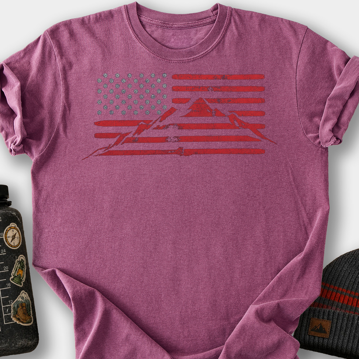 Mountain Flag T-Shirt — Berry