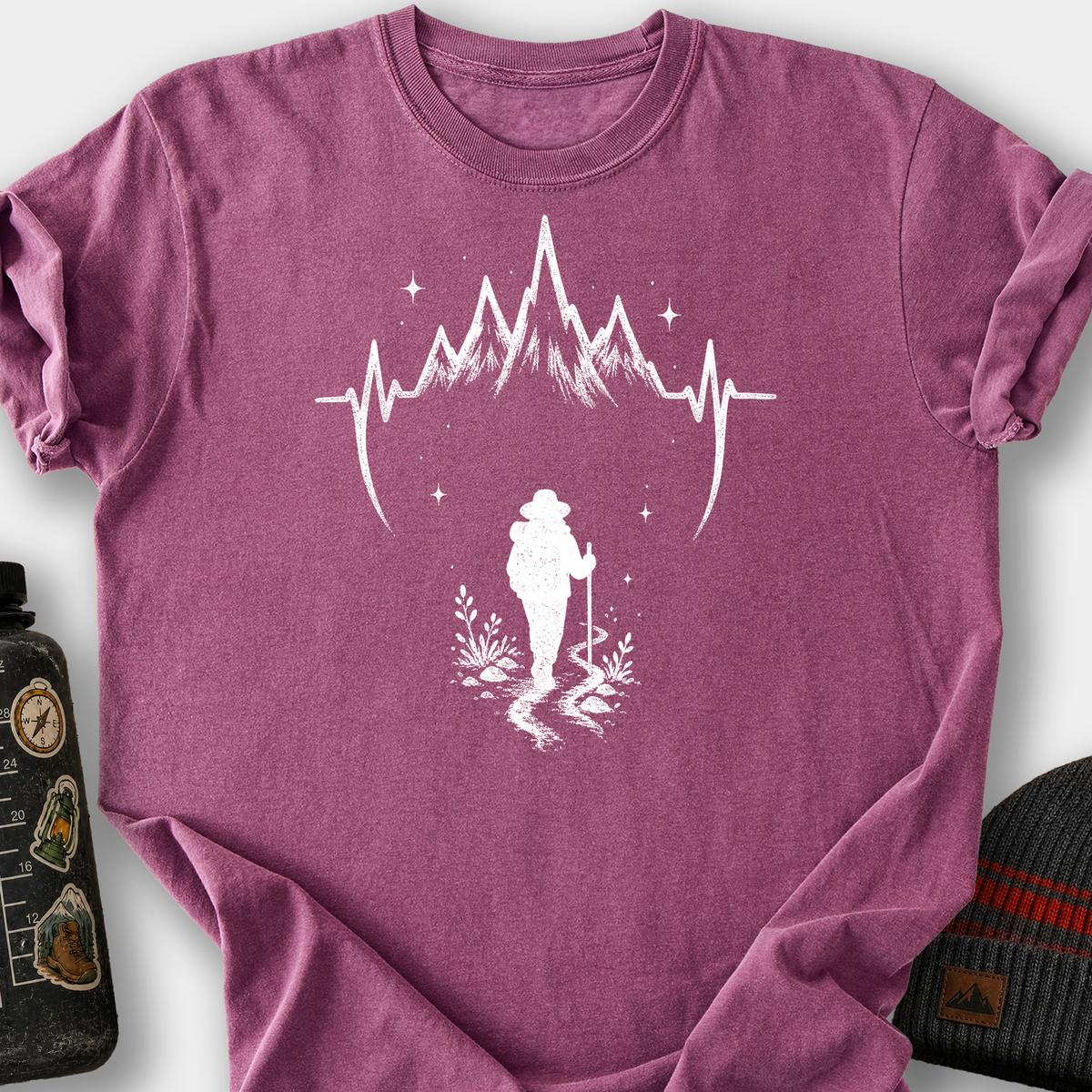 Mountain Pulse Backpacker T-Shirt — Berry