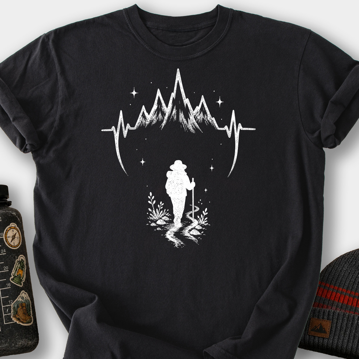 Mountain Pulse Backpacker T-Shirt — Black