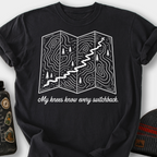 My Knees Know Every Switchback T-Shirt — Black