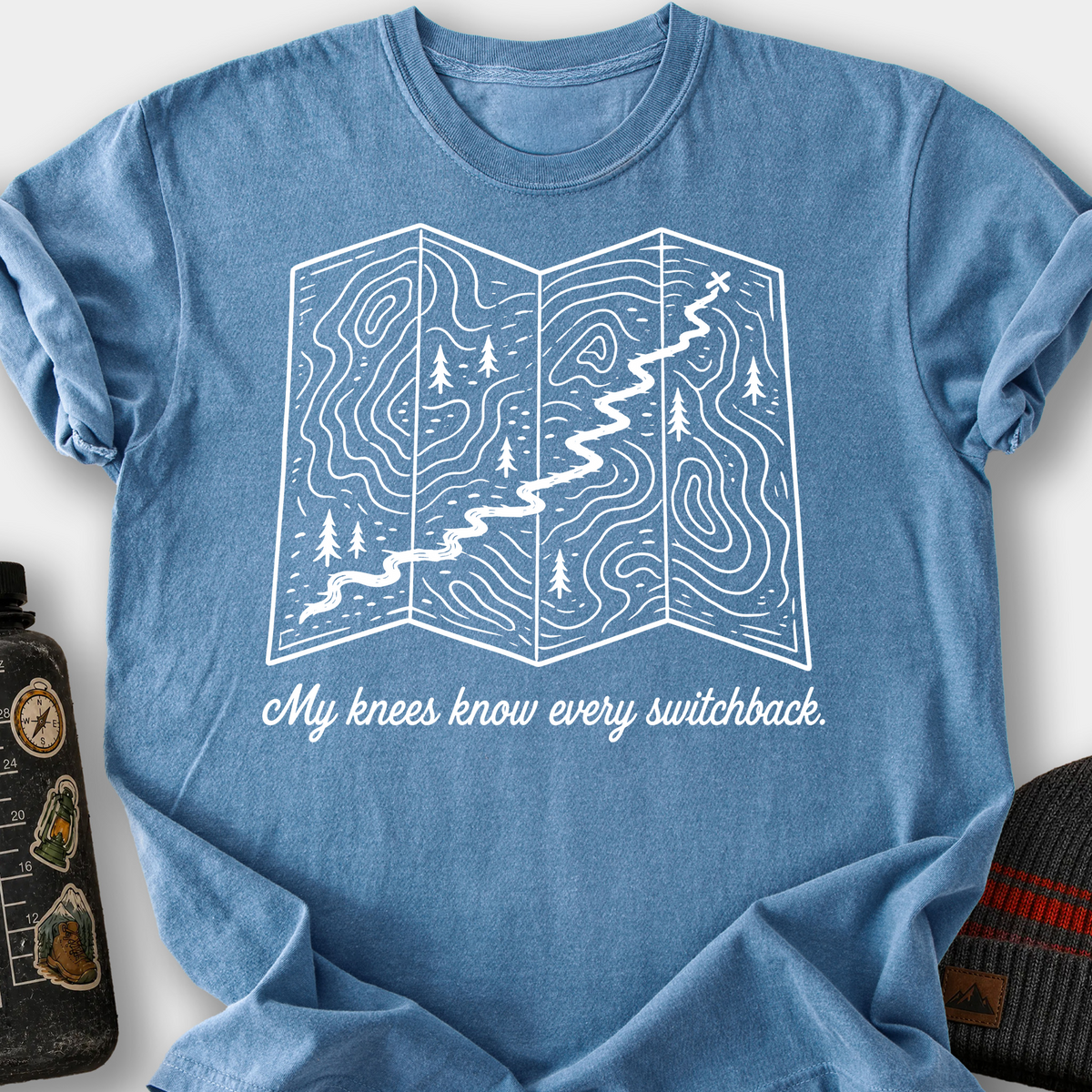 My Knees Know Every Switchback T-Shirt — Blue Jean