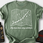 My Knees Know Every Switchback T-Shirt — Moss
