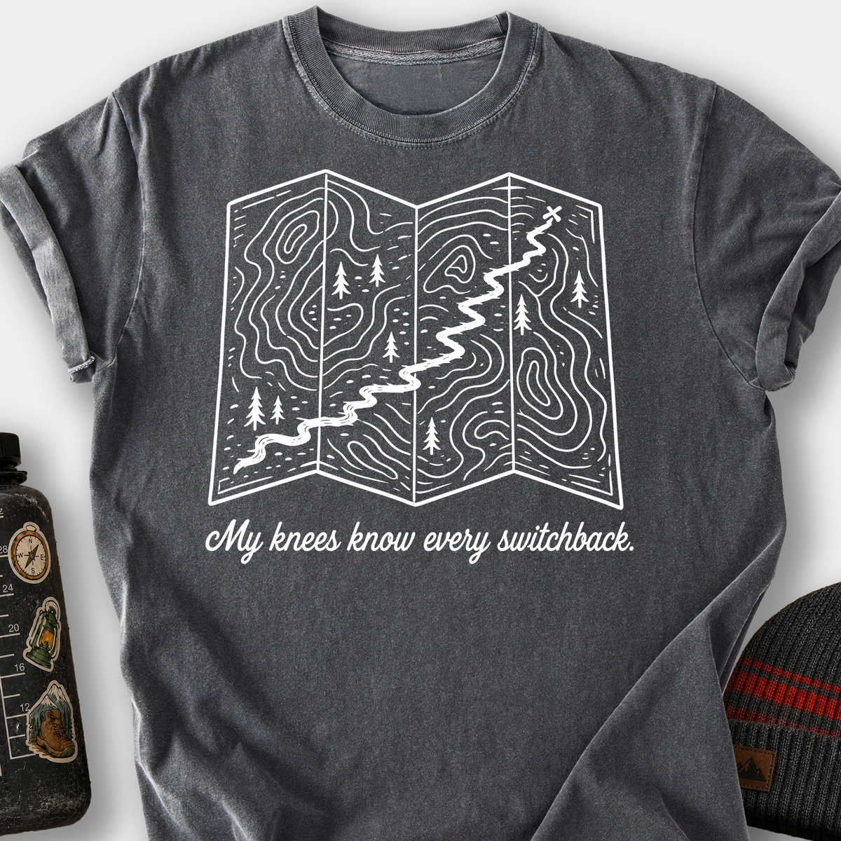 My Knees Know Every Switchback T-Shirt — Pepper