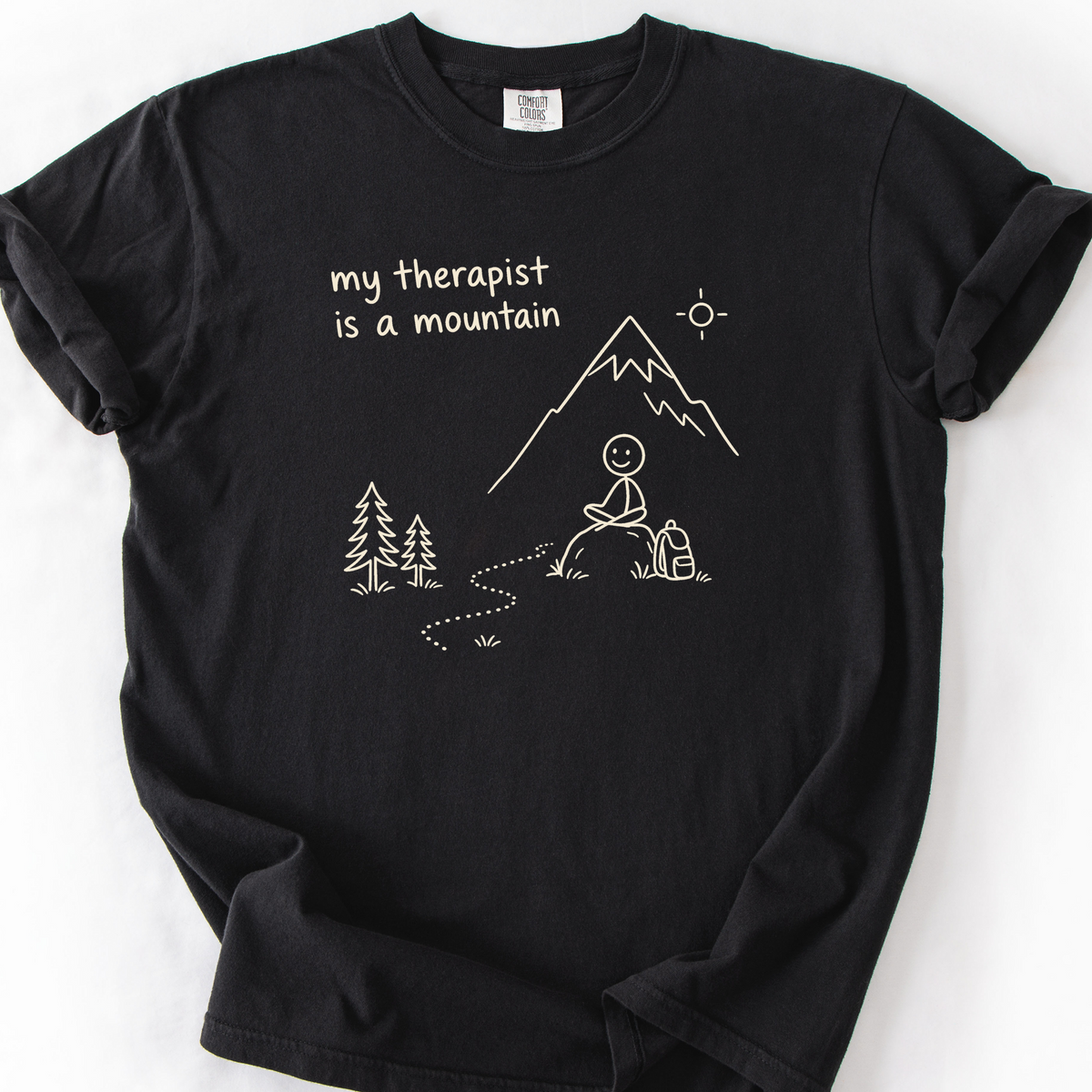 My Therapist Is A Mountain T-Shirt — Black