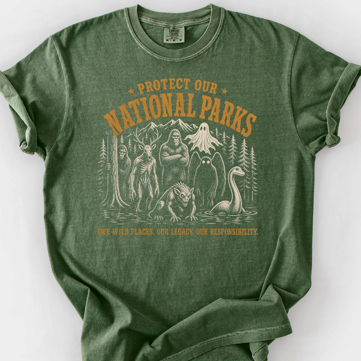 National Park Cryptids T-Shirt — Moss