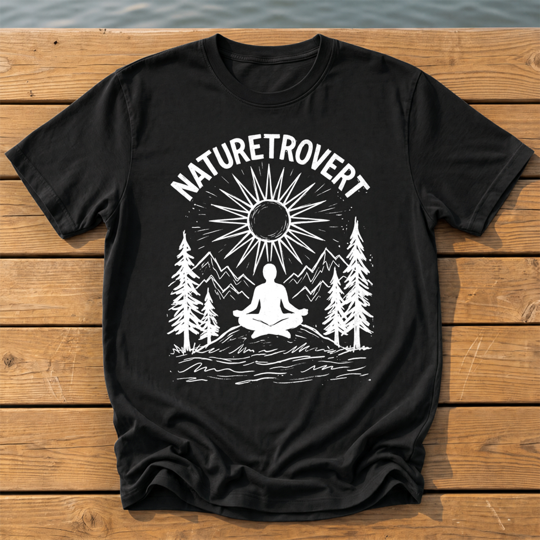 naturetrovert rough brush linocut T-Shirt — Black