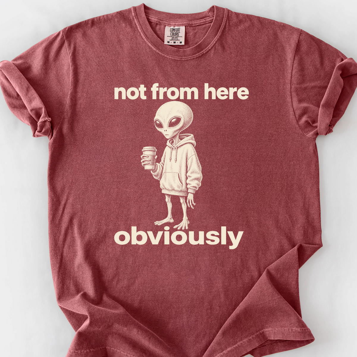 Not From Here Obviously T-Shirt — Brick