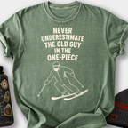 Never Underestimate the Old Guy (Skier) T-Shirt — Moss