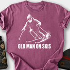 Old Man on Skis T-Shirt — Berry