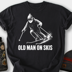 Old Man on Skis T-Shirt — Black