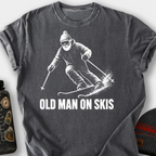 Old Man on Skis T-Shirt — Pepper