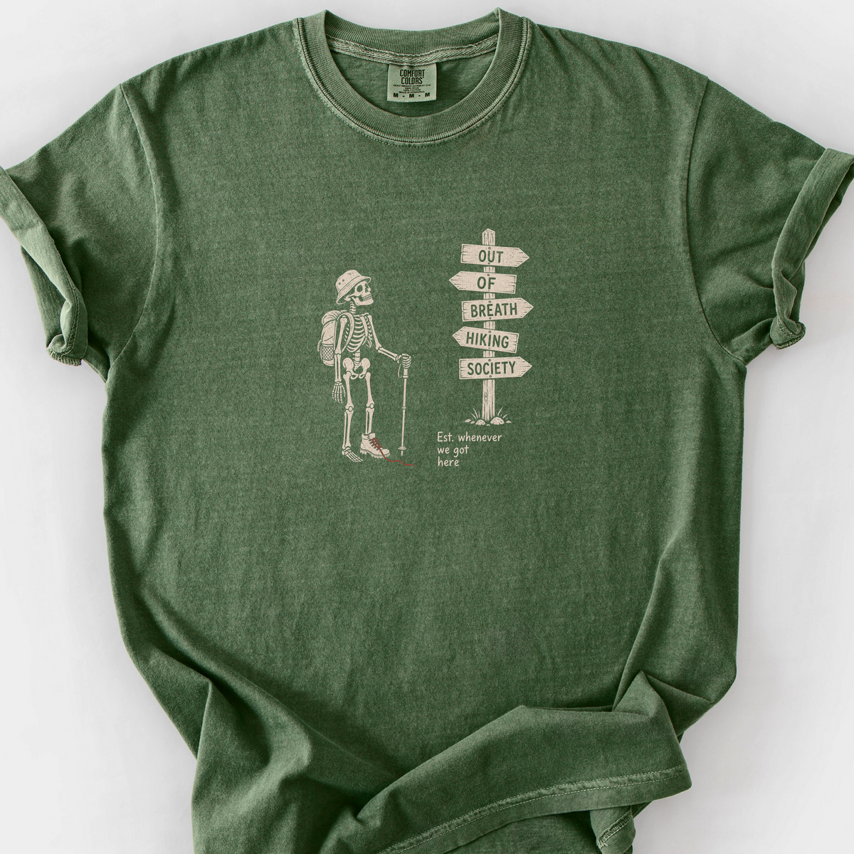 Out Of Breath Hiking Society T-Shirt — Moss
